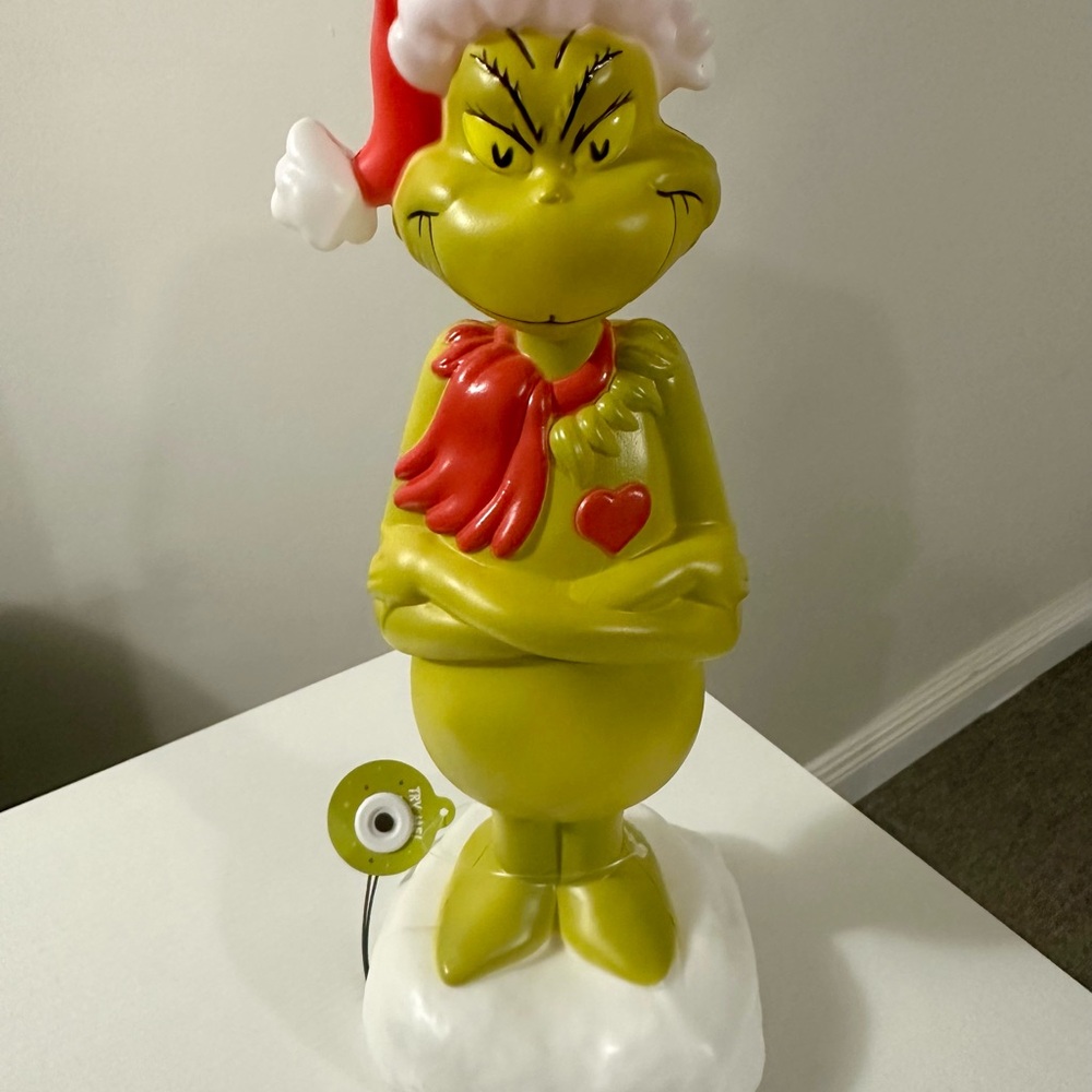 Grinch LED Blowmold 14 inch Christmas Figurine with Santa Hat